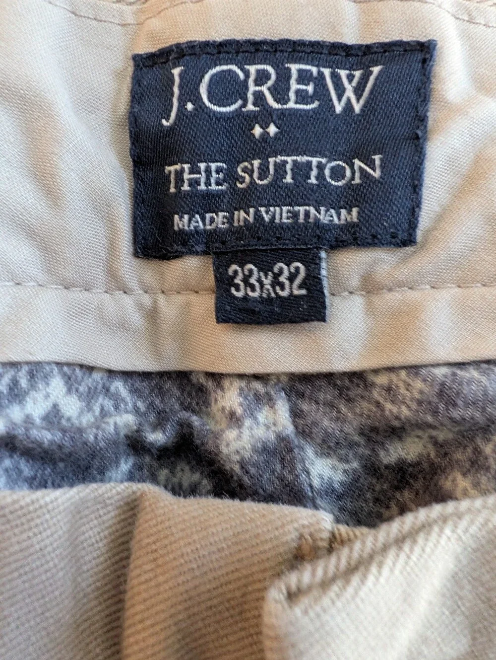 J.Crew The Sutton Men Khaki Chino Pants Tan Flat Front Size 33x32 Casual Work